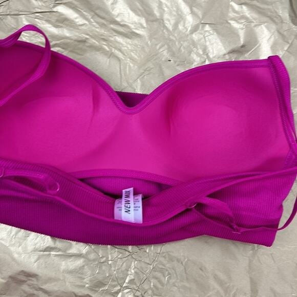 NWT New Mix ribbed magenta built in bra adjustable strap cami tank small/medium - Picture 8 of 12